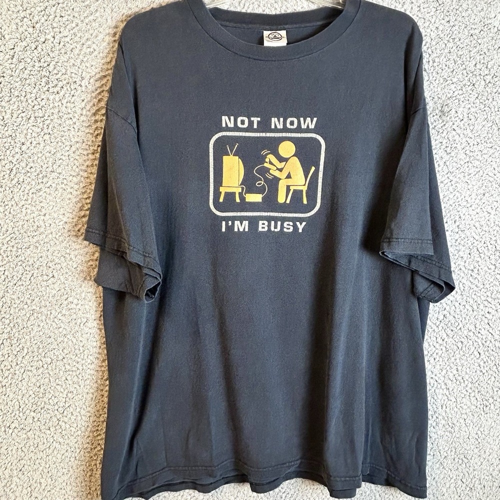 Vintage 2000s Funny Video Game Shirt 2XL "Not Now I'm Busy"  Humor T Shirt